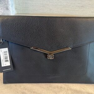 Botkier Black Leather Flap Clutch